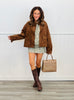 Brown Faux Suede Collared Jacket (Reg.)