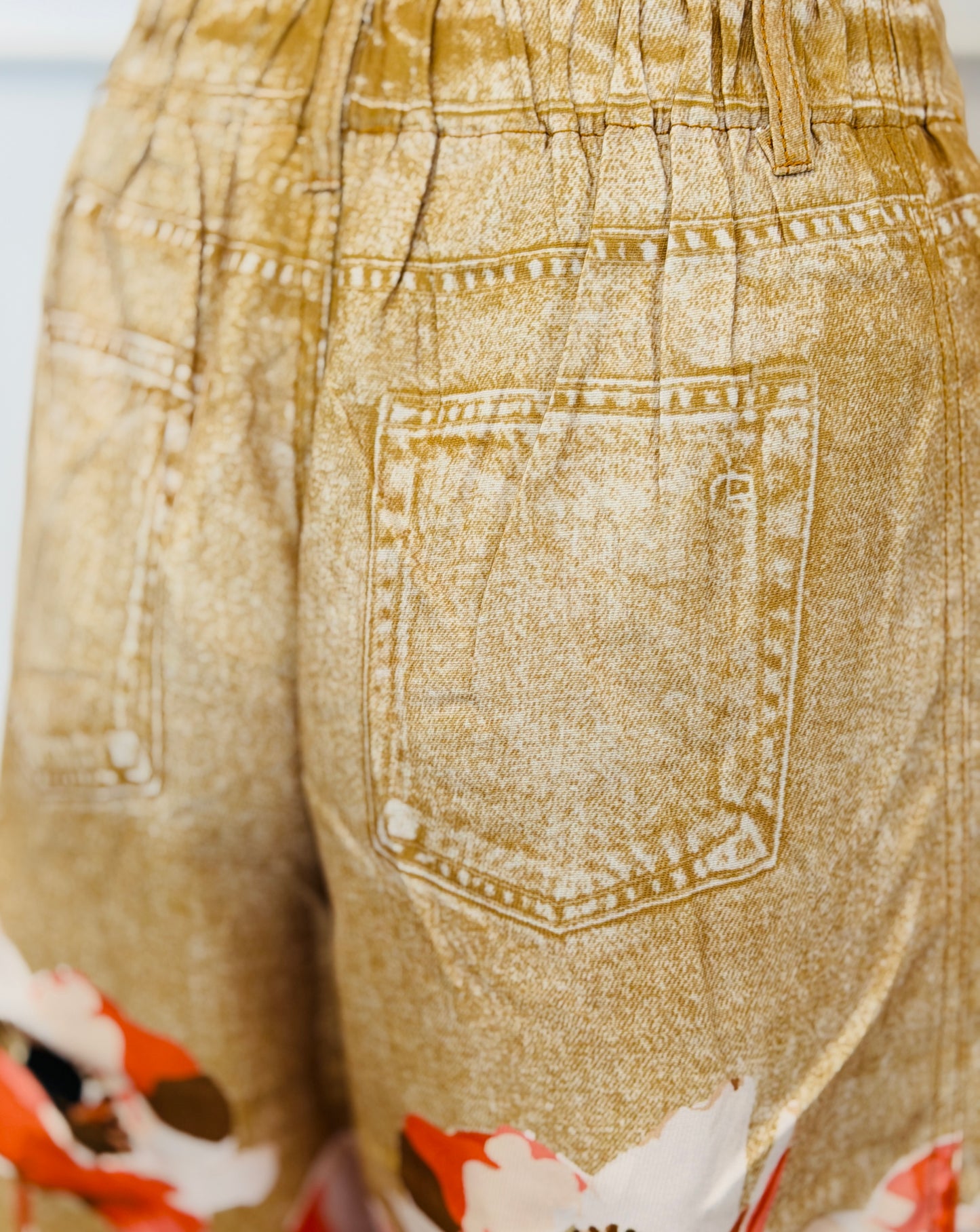 Camel Multi Sublimation Print Denim Look Pants (Reg & Plus)