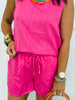 Hot Pink Rhinestone Sleeveless Blouse (Reg. and Plus)