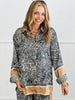 POL Tan Navy Zebra Animal Instincts Top (Reg.)