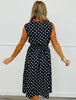 Navy Polka Dot Midi Dress (Reg. and Plus)