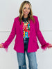 Berry Feather Trim Sleeves Blazer (Reg.)