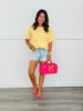 Yellow Polka Dot Short Sleeve Blouse (Reg. and Plus)