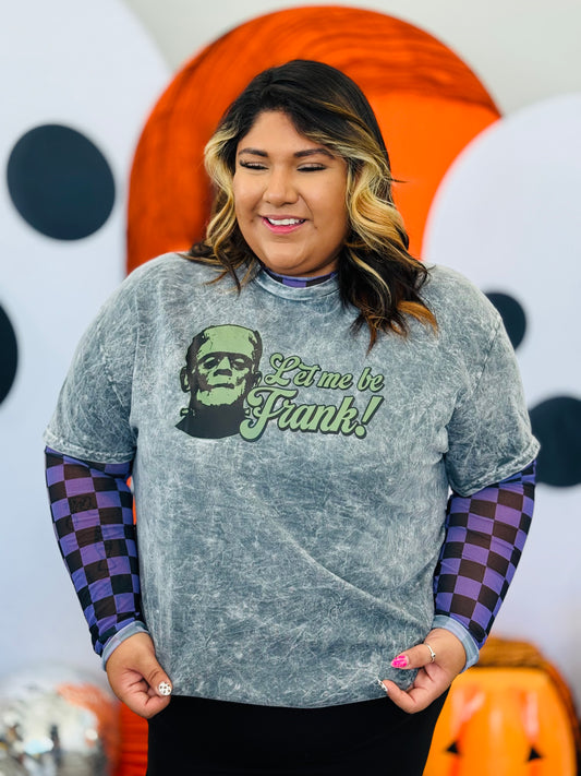 Mineral Washed Let Me Be Frank! Graphic Tee (Reg. and Plus)