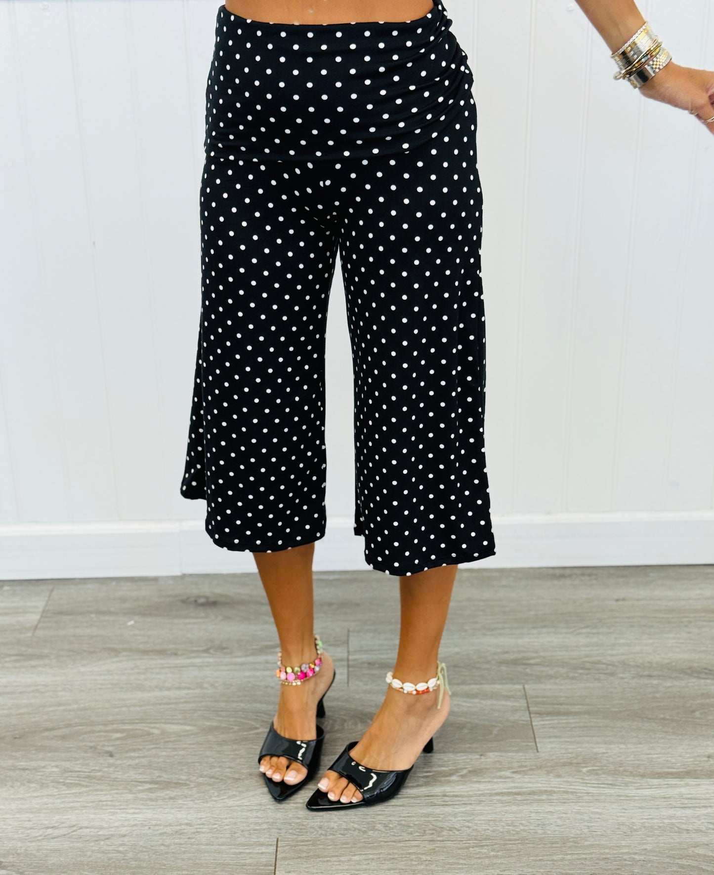 Polka Dot Fold Over Gaucho Pants (Reg.)