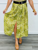 Green Deer Print Front Slit Midi Skirt (Reg.)