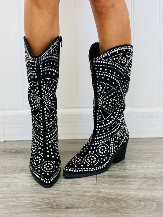 Black Sequined Western Boots