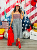 Navy Gingham Midi Dress (Reg.)