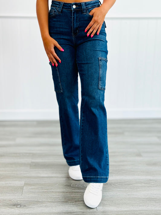 Judy Blue Carry It All Wide Leg Cargo Jeans (Reg. and Plus)