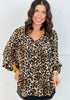 Leopard Billowy Button Down Blouse (Reg. and Plus)