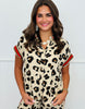Red Animal Print Color Band Shirt (Reg.)