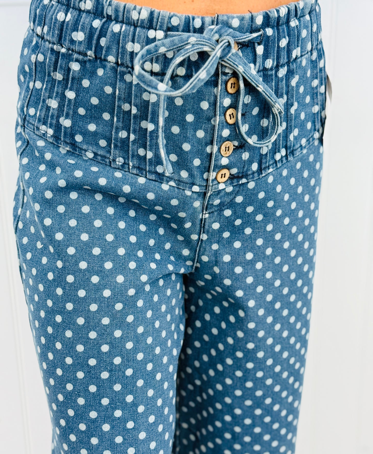Drawstring Polka Dot Gaucho Pants (Reg.) - 2 Colors