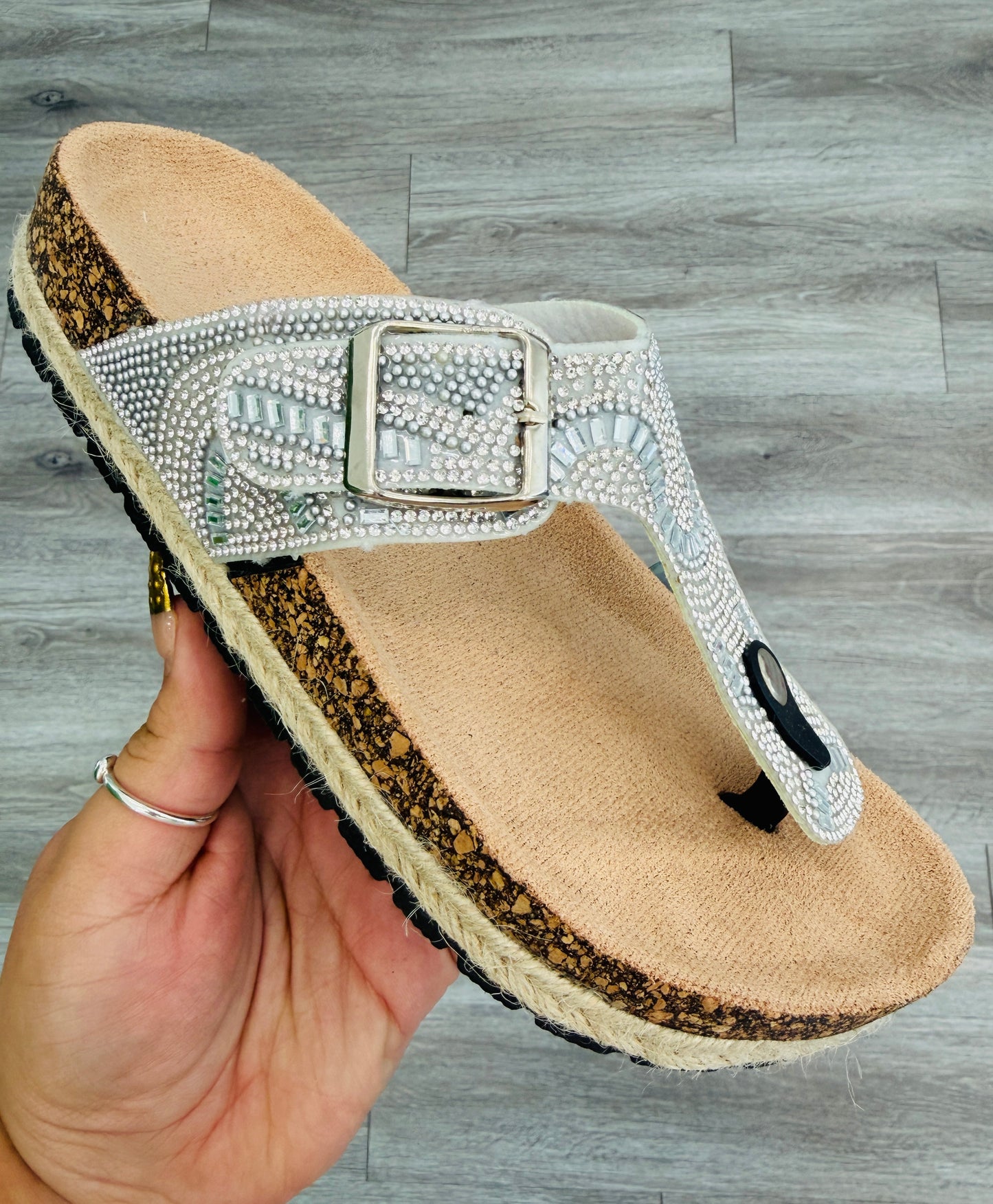 Silver Wanderlust Buckle Sandals