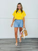 Yellow Short Sleeve Sweater Top (Reg.)