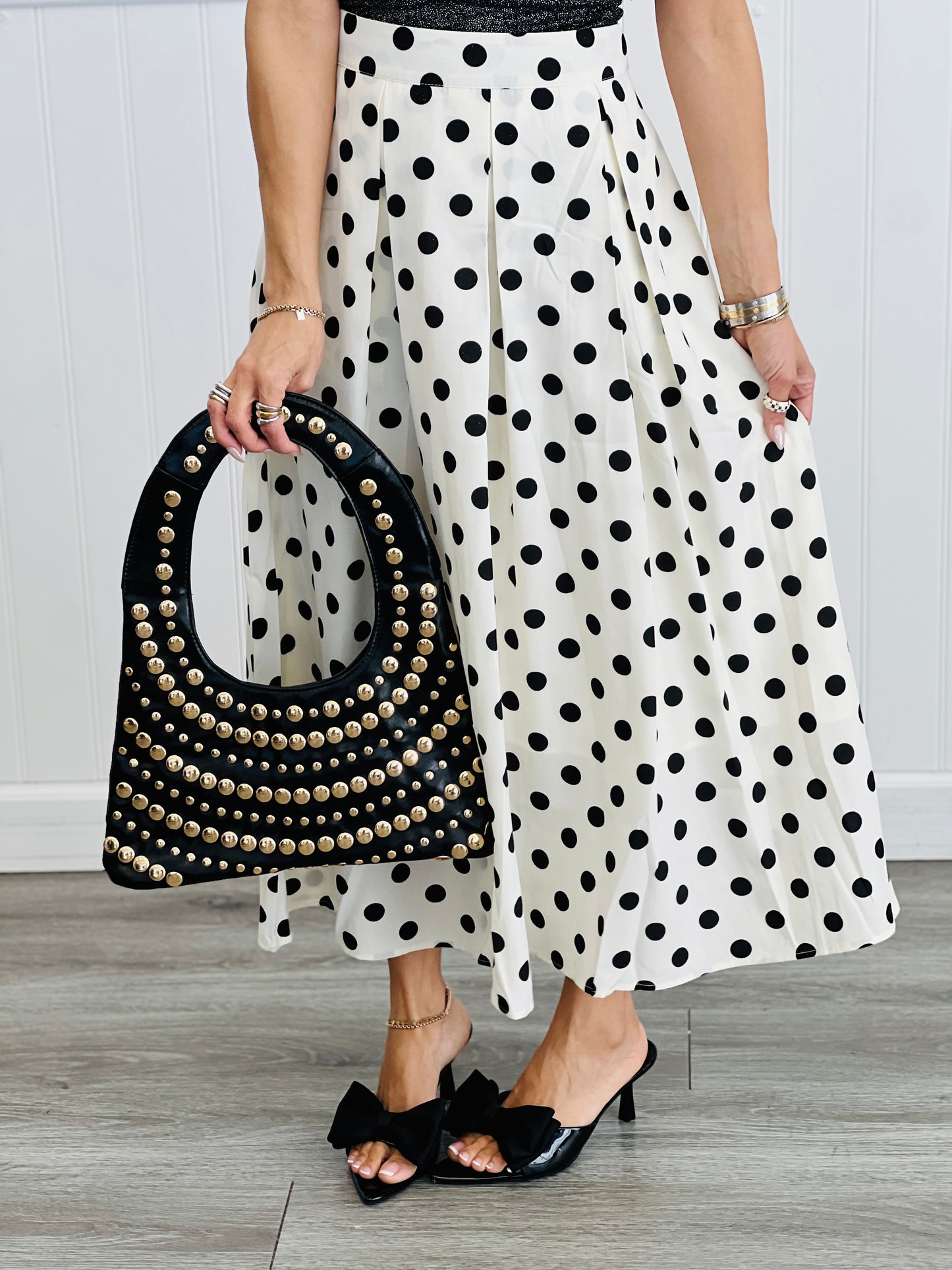Polka Dot High Waist Midi Skirt (Reg & Plus)-2 Colors