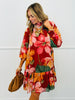 Red Multi Floral Sheer Mini Dress (Reg. and Plus)