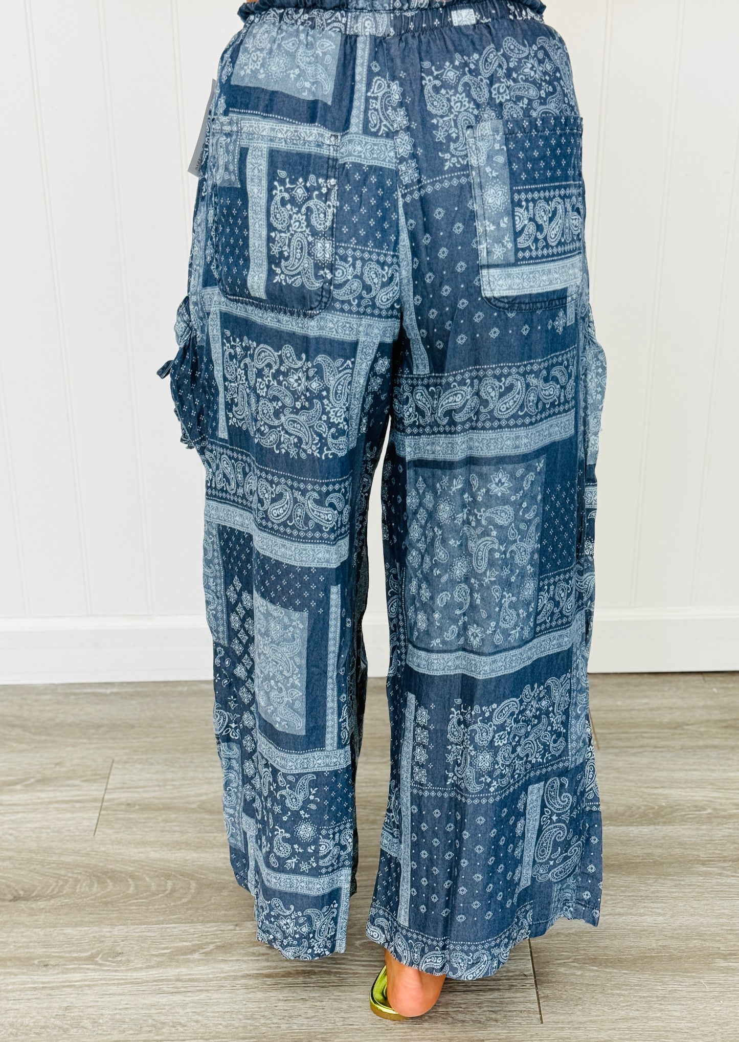 Denim Patchwork Paisley Print Pants (Reg.)-2 Colors