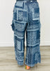 Denim Patchwork Paisley Print Pants (Reg.)-2 Colors