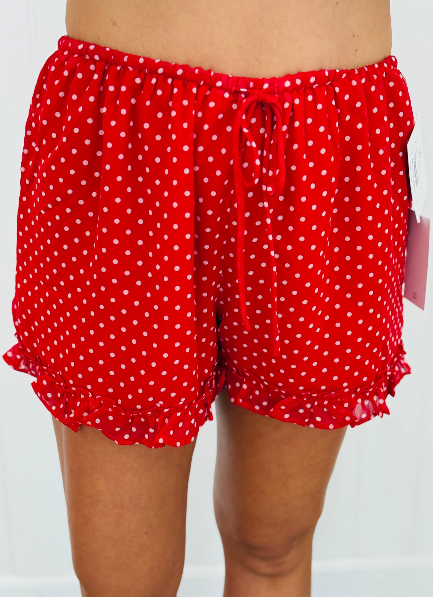 Red Polka Dot Sheer Shorts (Reg.)