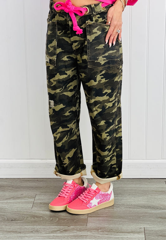 Camo Braided Waist Belt Pants (Reg & Plus)