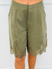 Olive Lace Detailed Long Shorts (Reg.)