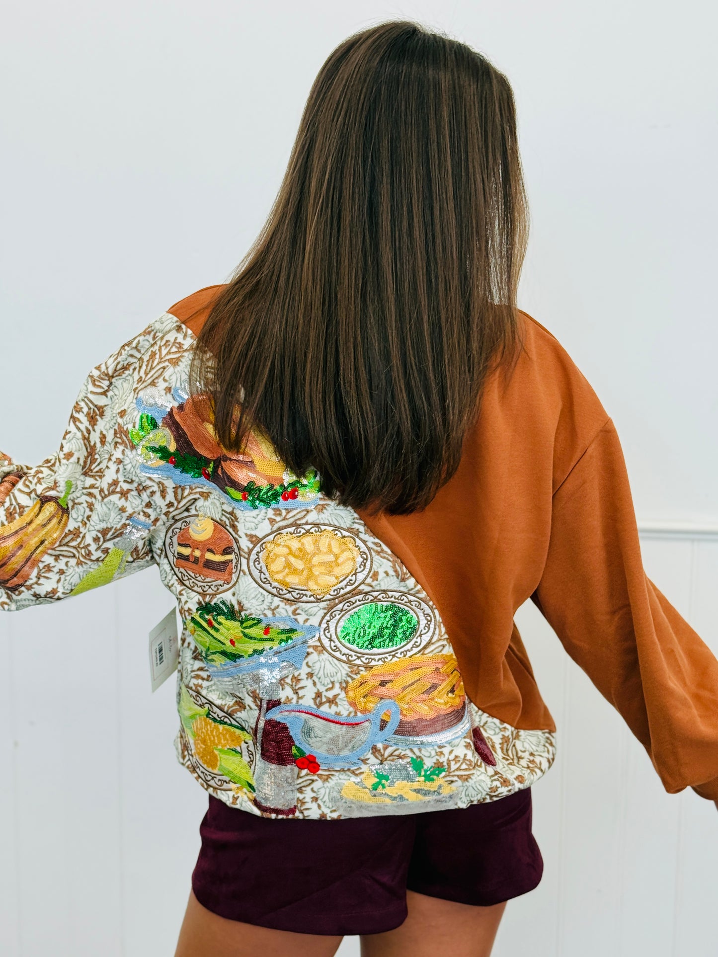 Queen Of Sparkles Brown Thanksgiving Meal Sweatshirt (Reg. and Plus)