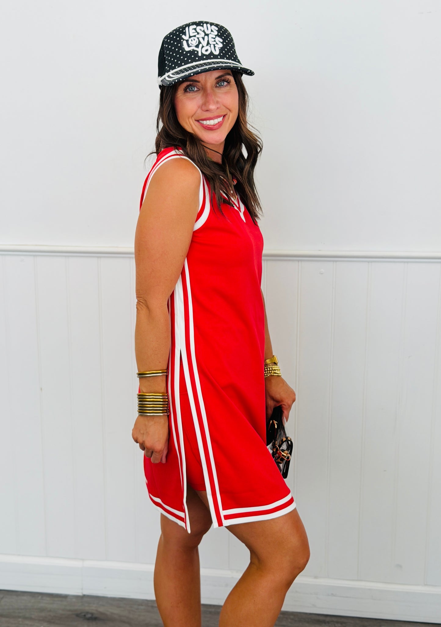 Red Sideline Tunic Biker Set (Reg. and Plus)