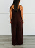 Brown Solid Strappy Jumpsuit (Reg & Plus)