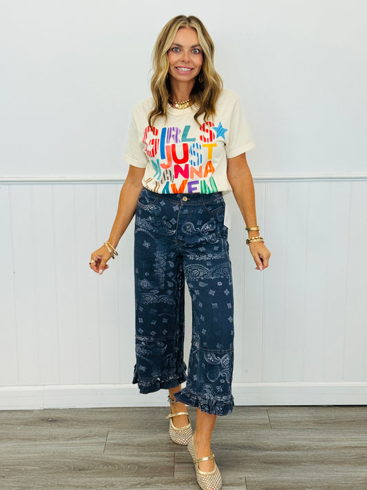 Midnight Bandana Ruffle Hem Pants (Reg.)