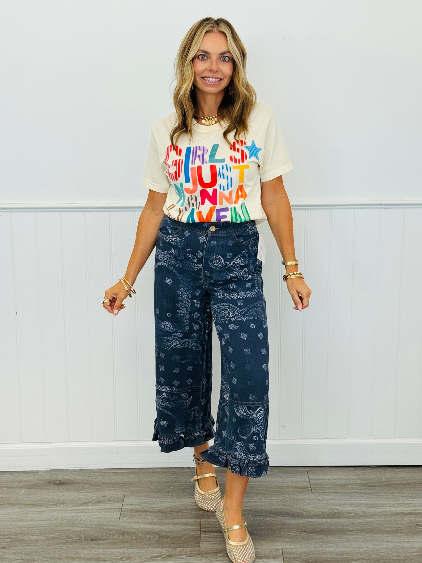 Midnight Bandana Ruffle Hem Pants (Reg.)