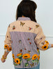 Queen Of Sparkles Striped Butterfly & Sunflower Button Up Top (Reg. and Plus)