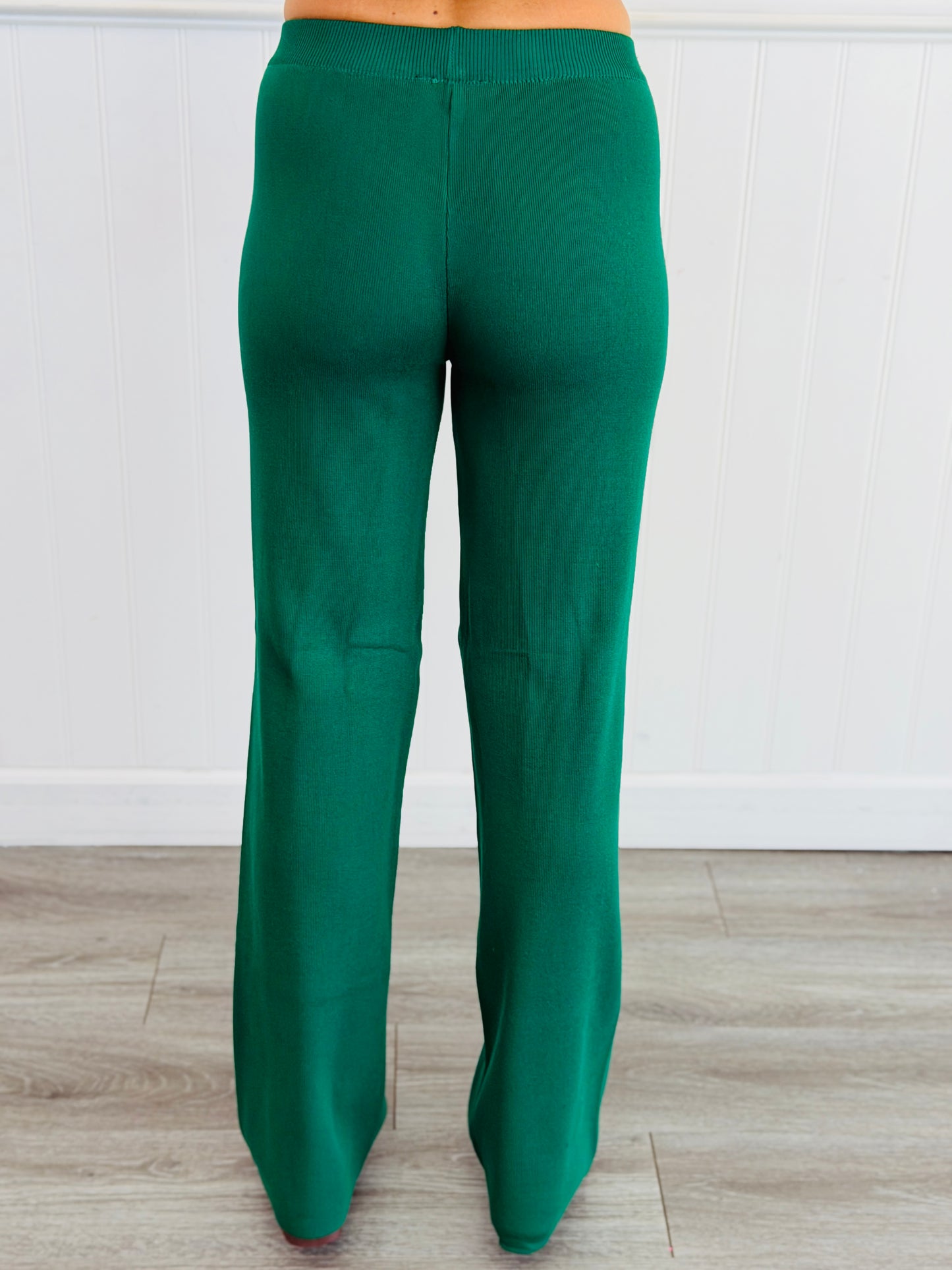 Hunter Green/Almond Stripe Top & Solid Pant Set (Reg.)