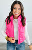 Pink Sleeveless Glossy Zip Closure Puffer Vest (Reg.)