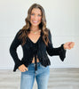 Black Knit Ruffle Cardigan (Reg.)