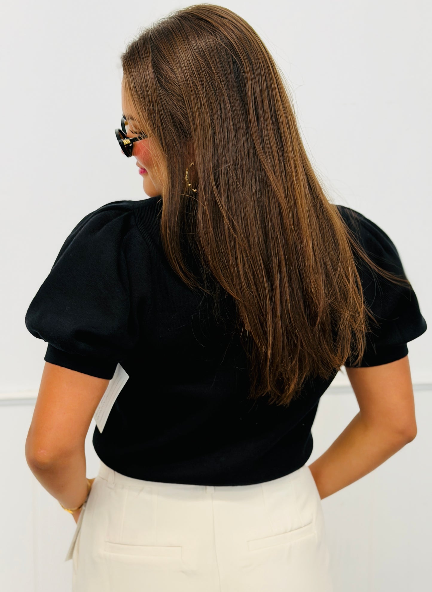 Scarf Action Puff Sleeve Top (Reg.) - 4 Colors