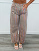Mocha Combo Plaid Print Barrel Pants (Reg.)