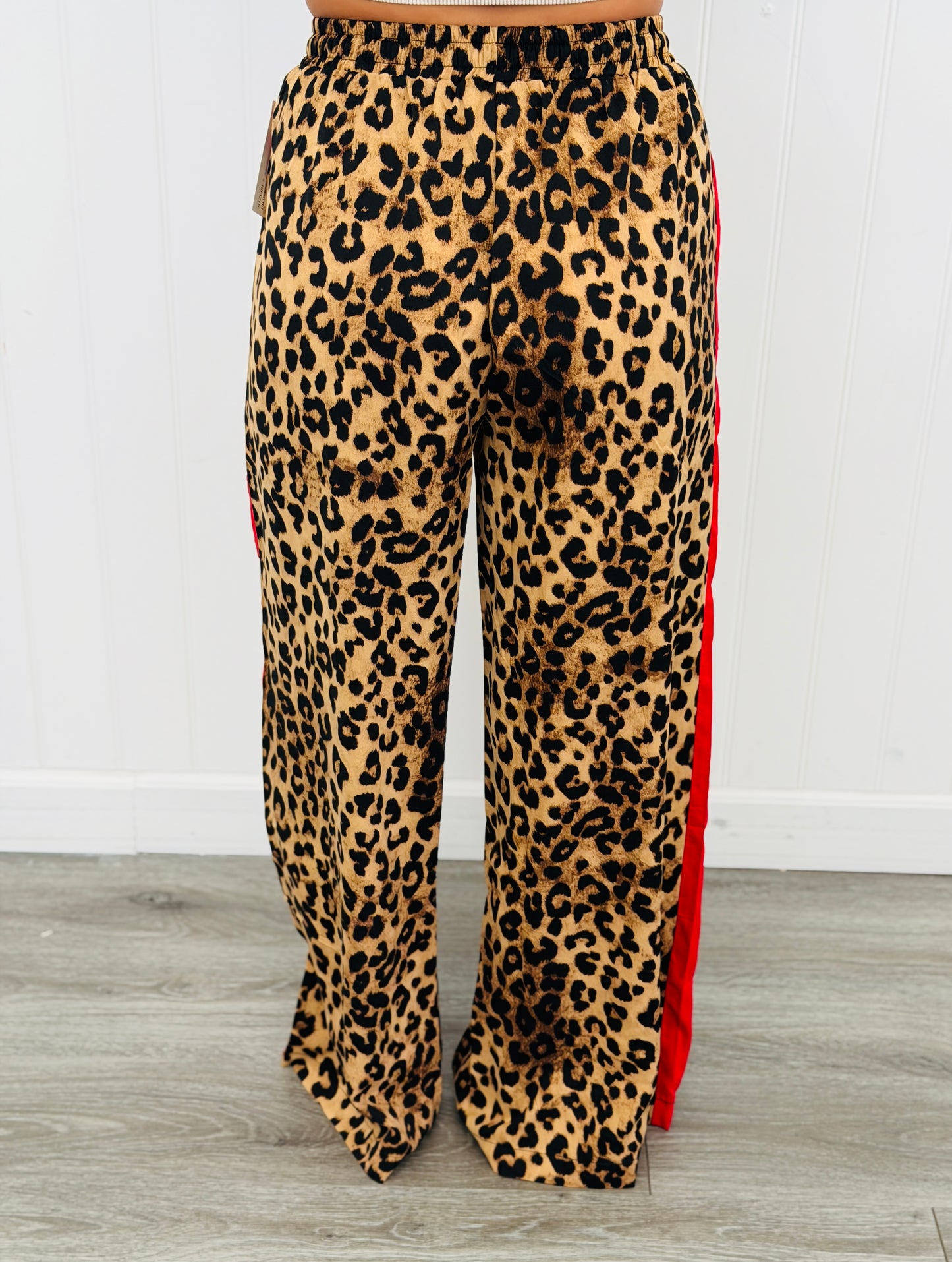 Taupe Leopard Print Side Stripe Pants  (Reg & Plus)