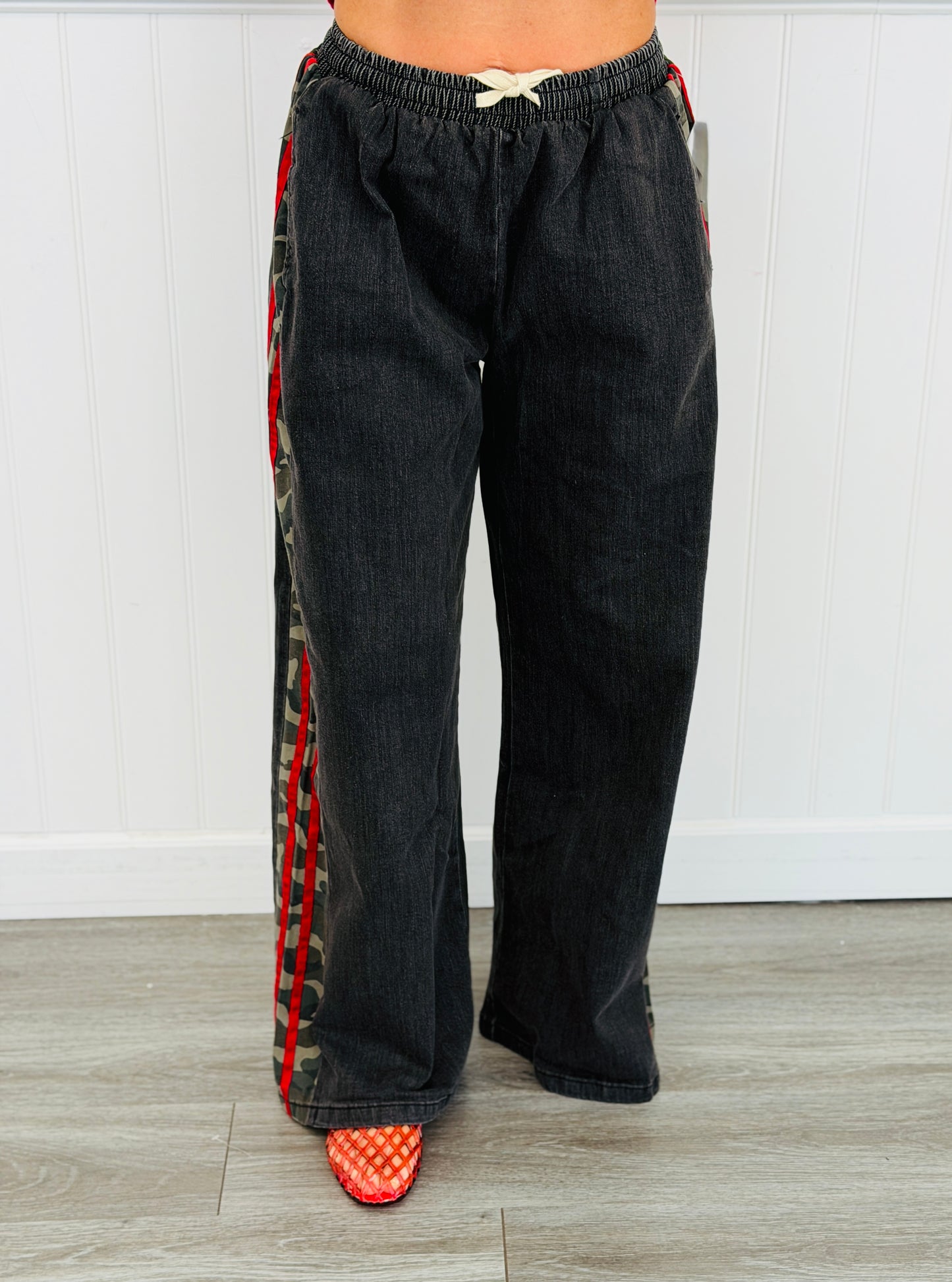 Camo Side Stripe Black Denim  Pants (Reg.)