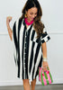 Black & White Vertical Stripe Shirt Dress (Reg. & Plus)