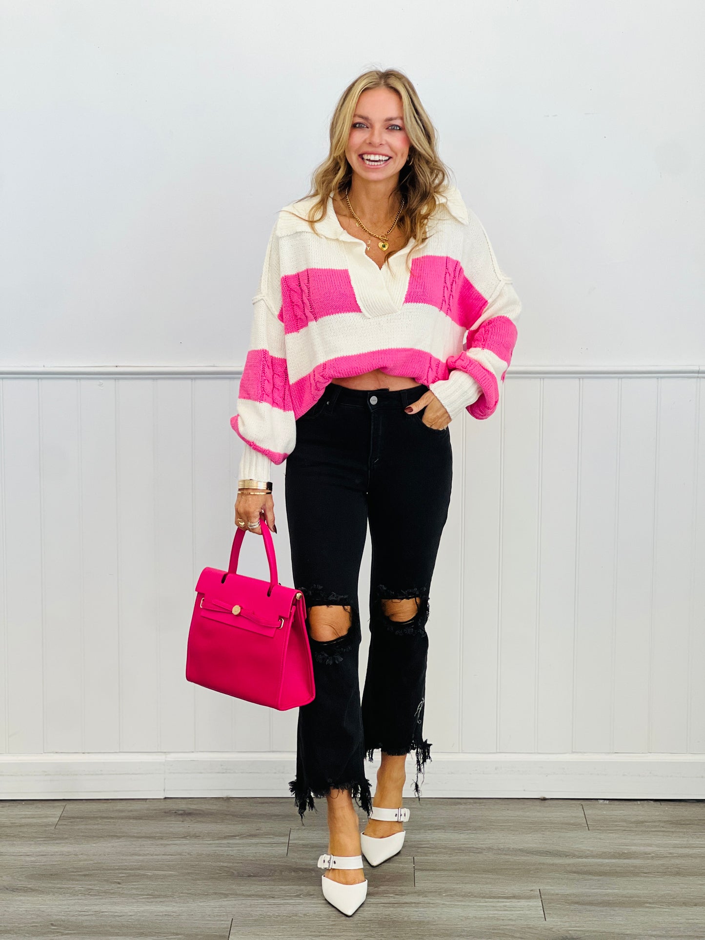 Striped Chunky Sweater Top (Reg & Plus) - 2 Colors