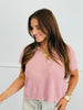 Mauve Split Neck Knit Sweater (Reg. and Plus)