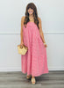 Red/Navy Bow Tie Gingham Tiered Maxi Dress (Reg.)