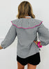 Black Gingham Pullover Peasant Blouse (Reg.)