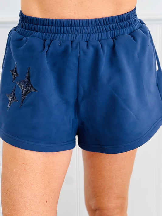 Queen Of Sparkles Navy Sparkle Logo Shorts (Reg. and Plus)