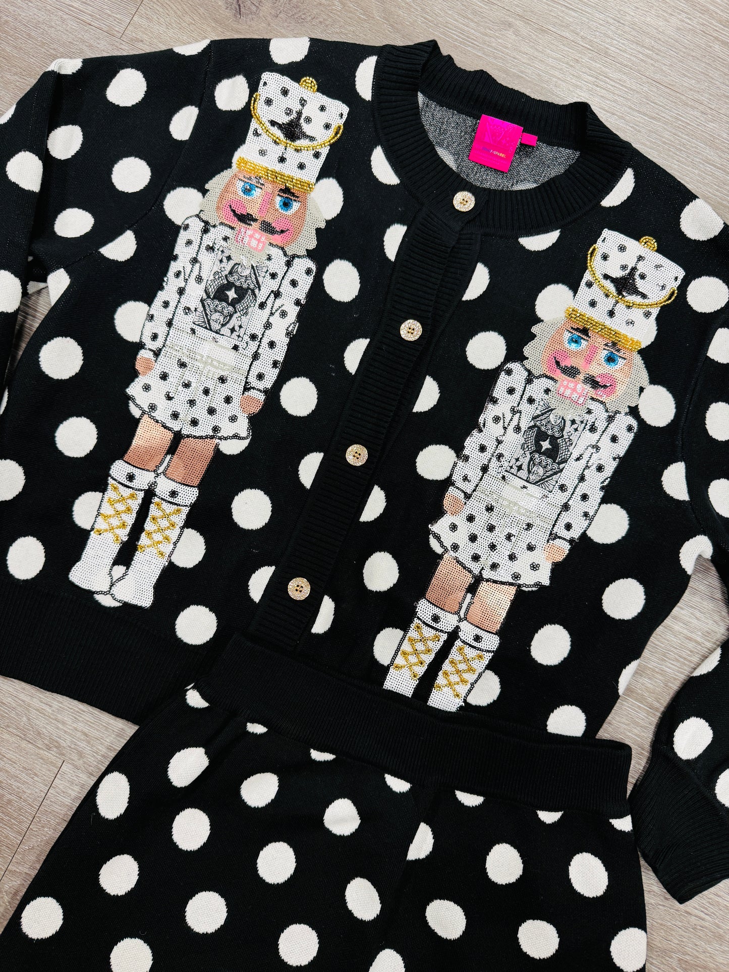 Queen Of Sparkles Black & White Polka Dot Nutcracker Cardigan (Reg. and Plus)