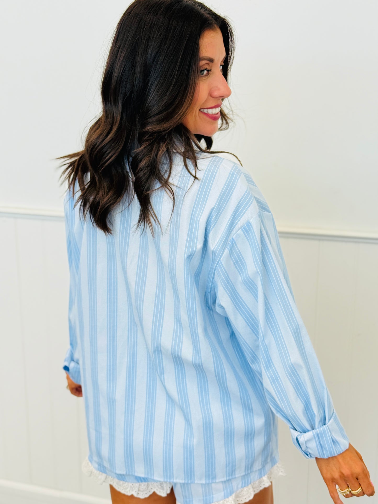 Sky Pinstriped PJ Top/Short Set (Reg.)