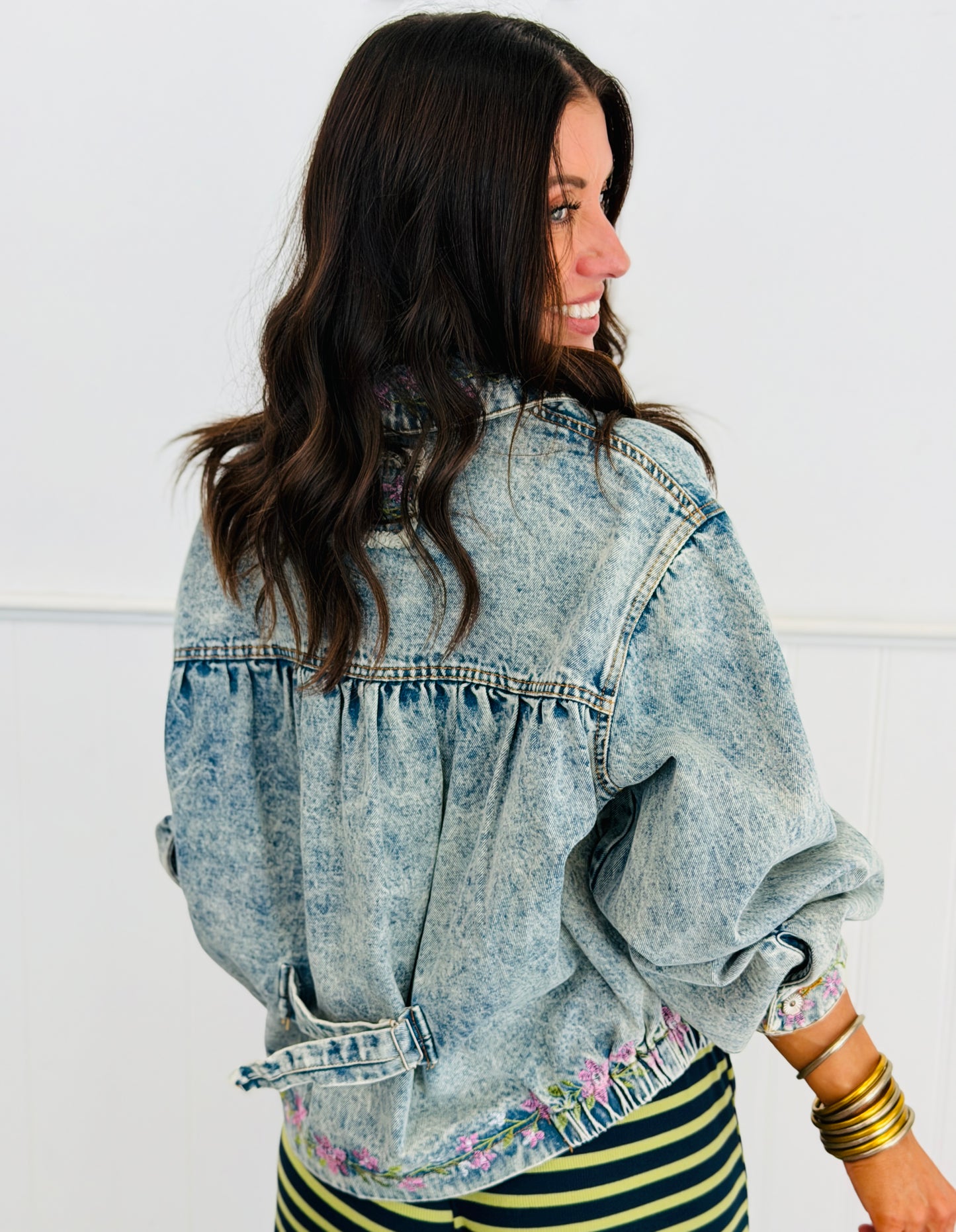 POL Denim Floral Embroidered Jacket (Reg.)