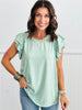 Relaxed Fit Round Neck Ruffle Sleeve Top (Reg. & Plus)- 4 Colors