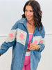Light Denim Star Patch Shirt Dress (Reg & Plus)
