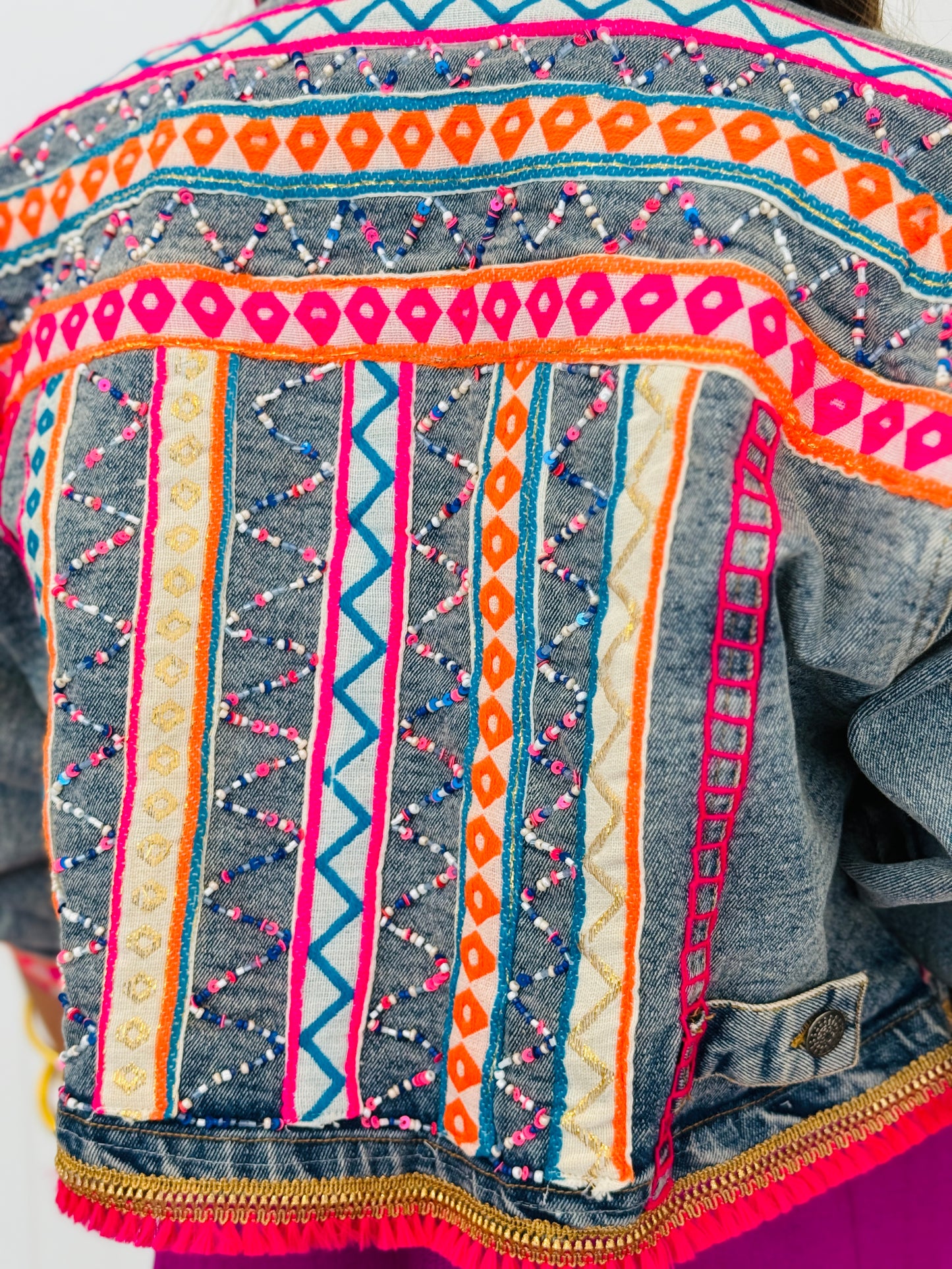 POL Denim Embroidered Aztec Design Jacket (Reg.)